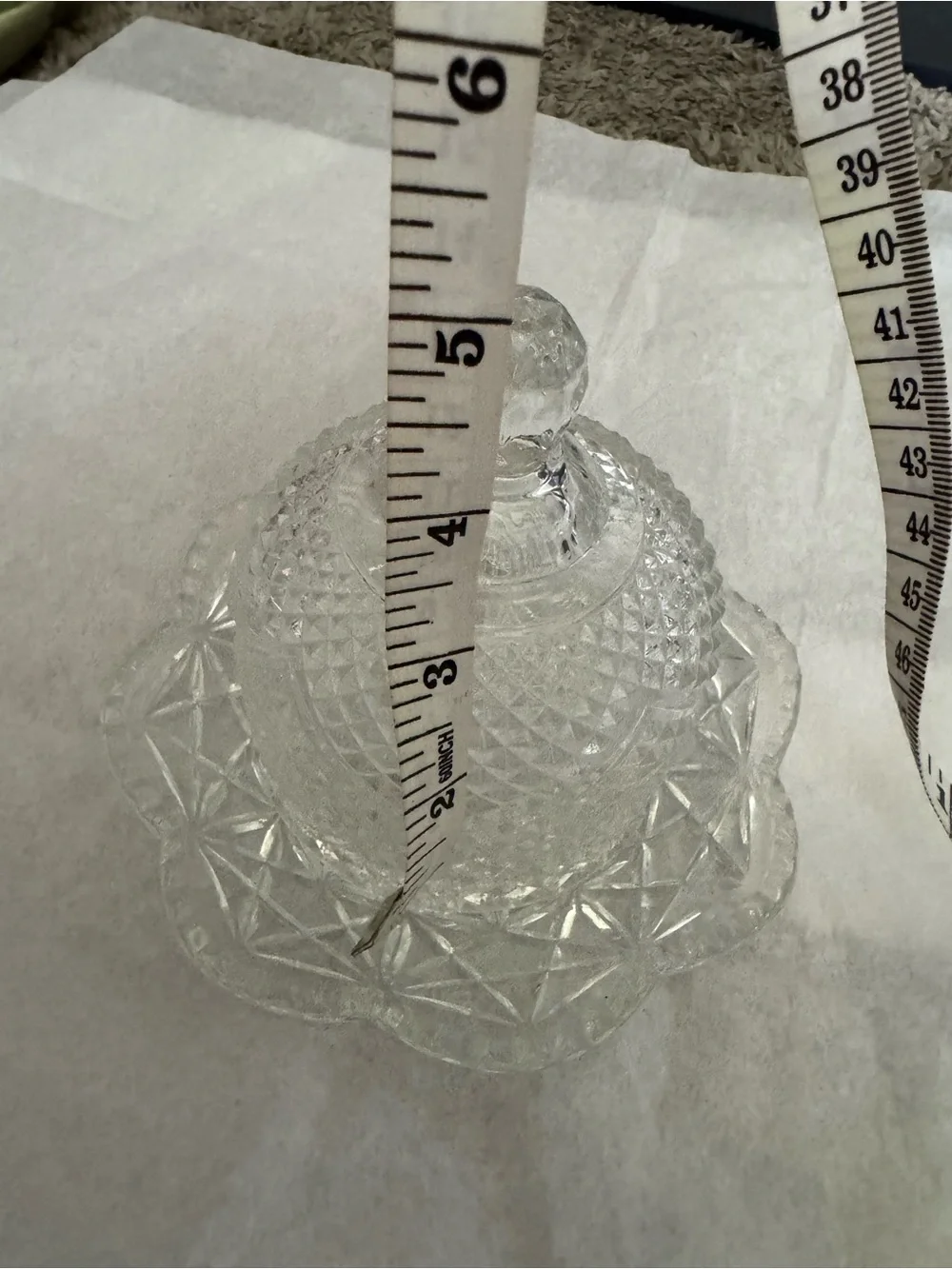 Vintage Clear Pressed Glass Round Covered Butter Dish & Underplate